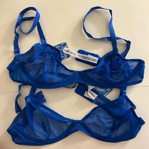 TWO Free People Intimates Blue mesh bra NWT